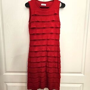 Calvin Klein Size 0 Ruffled Red Dress